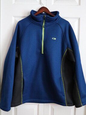 CB Sports Quarter Zip Fleece Lined Pullover Jacket Sz 2xl Blue & Gray Gorpcore